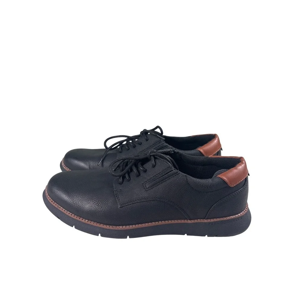 Dr Scholl's Mens Black Leather Lace Up Oxford Dress Shoes Synergy Oxfd Size 10.5